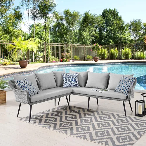 Vista 8 de Modway EEI-3176-GRY-GRY-SET - Sillón Endeavor de mimbre para patio al aire libre, 2 sillones, gris