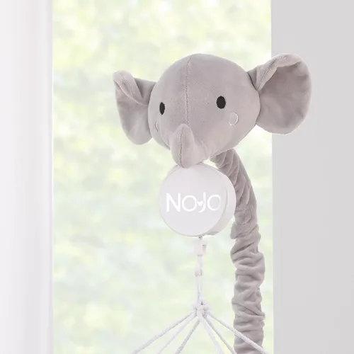 Vista 3 de NoJo Peluche elefante gris y blanco Nubes hinchadas Móvil musical