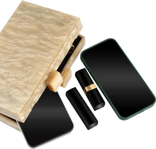Vista 5 de Monederos y bolsos de acrílico con mármol para mujer elegante banquete de noche caja de mano cruzada