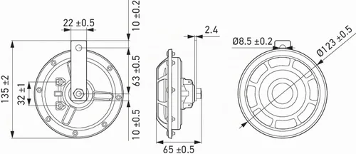 Vista 6 de Kit HELLA 003399801 Supertone de dos bocinas super tono de tono alto/bajo de 12 V con soporte