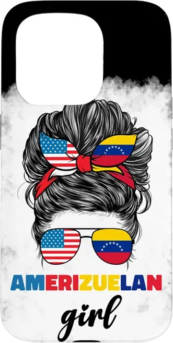 Vista 14 de iPhone 16 Half American And Venezuelan USA Venezuela Flag Girl Funda para mujer
