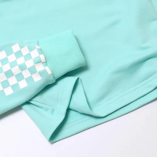 Vista 5 de Sudaderas con capucha para niños, niñas, cuero, a cuadros, manga larga, camiseta corta.