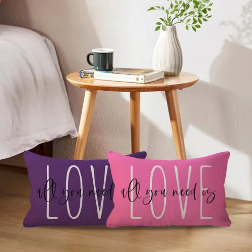 Vista 3 de Fundas de almohada lumbar decorativas de 12 x 20 pulgadas, decoración del día de San Valentín para sofá, sofá, porche (rosa)