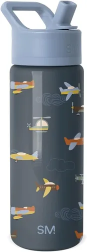 Vista 24 de Simple Modern Botella de agua para niños con tapa con pajilla, vaso aislado de acero inoxidable de 14 onzas para niños y a prueba de derrames