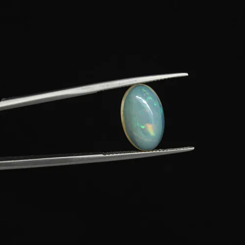 Vista 2 de Gempires Natural Ethiopian Opal Gemstone, 15x9 mm Oval Cabochons Opal Stone, October Birthstone, Pocket stone, Loose Gemstone for
