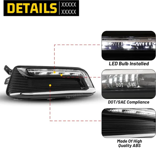 Vista 5 de Juego de luces antiniebla LED DRL compatibles con Chevy Impala 2014-2020 Not for 14-16 Impala limited models, Fog Lamp Assembly Wiring Kit &