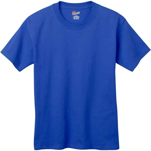 Vista 2 de Hanes Authentic TAGLESS Playera de algodón para niños., Moderno Equipada, L, Azul real profundo
