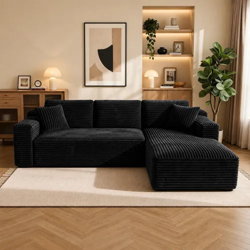 Vista 29 de WINBOY Sofás deshuesados en forma de L de 106 pulgadas para sala de estar, cómodo sofá modular de pana comprimido con bolsillo lateral, Chiase