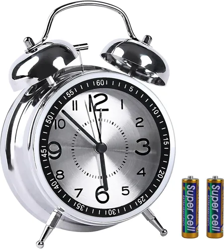 Vista 6 de pxy Lindo y seguro reloj despertador para niños alimentado por batería (batería incluida), reloj despertador analógico súper silencioso analógico