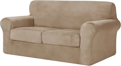 Vista 14 de CHUN YI Fundas de terciopelo para sofá de 4 piezas para sofá de 3 cojines, funda de sofá antideslizante resistente al agua, protector de muebles