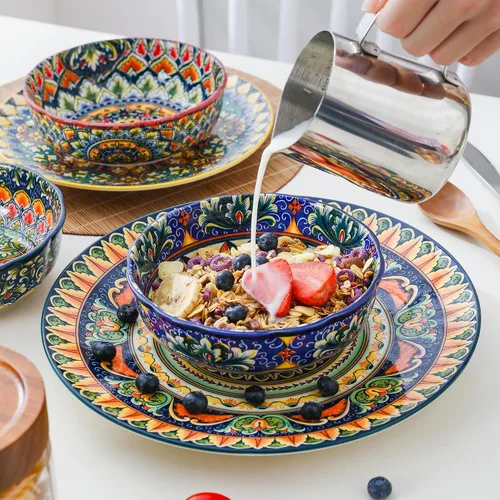 Vista 7 de Henten Home Tazón de cerámica para cereales de 16 onzas, juego de 6 cuencos