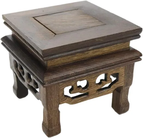Vista 8 de Base de madera, pedestal tradicional, soporte de exhibición de artesanía tradicional, base de madera, jarrón oriental, decoración de base de tetera