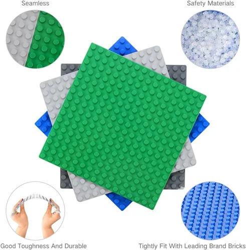 Vista 5 de MIMAX Placas base autoadhesivas compatibles con DUPLO, placa base para despegar y pegar para mesa de juego o pared de bricolaje, paquete de 4