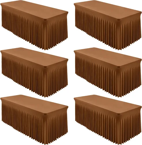 Vista 43 de Paquete de 2 manteles color azul bebé para mesa rectangular de 4 pies, manteles de elastano elásticos de 4 pies, falda blanca rectangular para baby