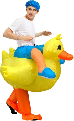 Vista 3 de JASHKE Disfraz inflable de pato amarillo para adultos