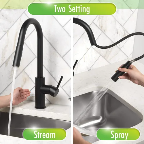 Vista 7 de Homewerks 55-K821S-MB-T - Pulverizador desplegable para grifo de cocina sin contacto manos libres, simple, instalación de 2, 3 o 4 agujeros, negro