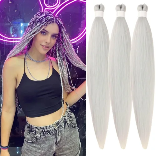 Vista 47 de Cabello trenzado para niños preestirado de 16 pulgadas, color negro para niños, trenzas sin nudos