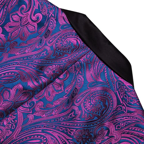 Vista 6 de Barry.Wang Blazer para hombre, abrigo deportivo de cachemira, chaqueta de traje ligero, esmoquin regular, flores, Mardi Gras, regalo de carnaval