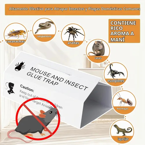 Vista 3 de Tablas de pegamento para ratones e insectos, 38 unidades, trampas adhesivas para ratones para interiores para el hogar, bandeja adhesiva