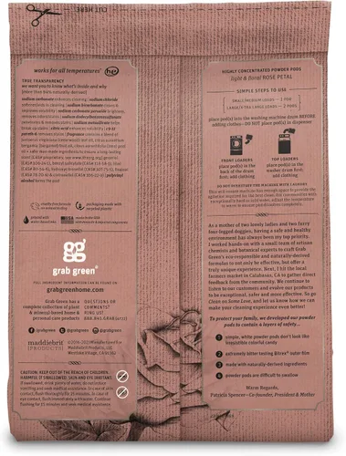 Vista 4 de Grab Green Stoneworks - Paquete de cápsulas de detergente para ropa y hojas para secadora (pétalo de rosa) 80 unidades Rose Petal Scent; Plant &