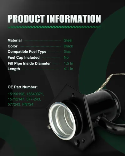 Vista 3 de SCITOO Cuello de llenado de combustible para Chevrolet 1988-1991, para GMC 1988-1991 FN724