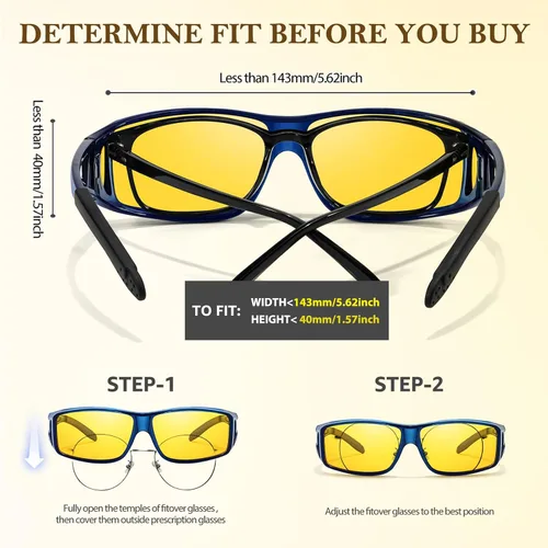 Vista 5 de FIMILU Paquete de 2 lentes de visión nocturna para mujeres y hombres, lentes polarizados para conducción nocturna antirreflejos para noche 0311