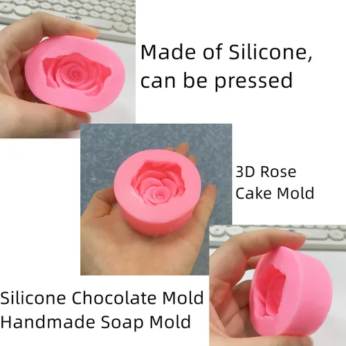 Vista 3 de BeeSpring Flower Bloom Rose Shape Silicone Fondant Soap 3D Cake Molds Cupcake Jelly Candy Chocolate Decoración Moldes Herramienta para hornear