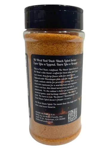Vista 4 de Hi-West Red Dust Black Label - Sal curadora de carne de primera calidad n.º 1, 16 onzas, con 6.25% de nitrito de sodio, extracto de pimiento