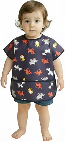 Vista 17 de Plie Short Sleeve Waterproof Bib for Toddlers – Easy Clean Feeding Apron for Mealtime, Daycare, Self-Feeding, Lightweight