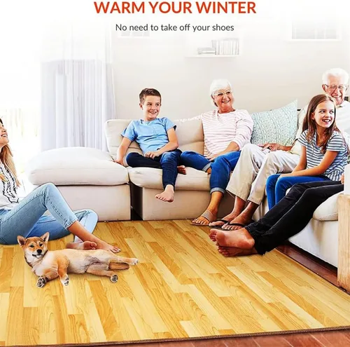 Vista 6 de Alfombra térmica eléctrica con calefacción para suelo con 60 niveles de termostato ajustable, temporizador de 12 horas, alfombra eléctrica radiante