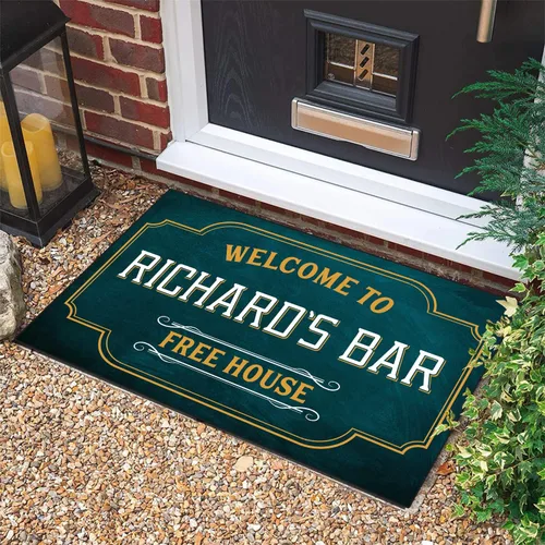 Vista 7 de Tapete personalizado de bienvenida para bar familiar, tapete para puerta con nombre personalizado, cualquier barra de nombre, alfombra de puerta