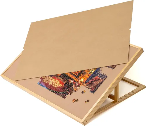 Vista 8 de Lavievert Tablero de rompecabezas de 1000 piezas inclinable con cubierta de madera, tablero de rompecabezas ajustable con caballete/soporte