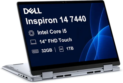 Vista 10 de Laptop Dell Inspiron 14 7440 2 en 1, Intel i5-1334U, DDR5 de 16 GB, SSD