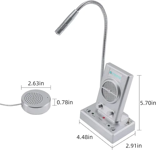 Vista 8 de Retekess TW102 Intercomunicador de ventana, sistema de intercomunicación, micrófono de 8 M, micrófono inalámbrico de conexión, altavoz para escuela