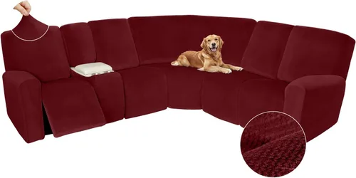 Vista 321 de Arfntevss Fundas de sofá seccional reclinable de terciopelo, Funda de sofá seccional de esquina para sofá reclinable, Funda elástica suave