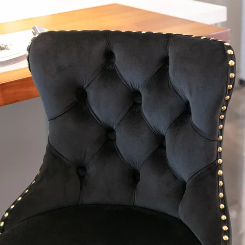 Vista 6 de Taburetes de bar giratorios de terciopelo dorado, altura del asiento ajustable de 25 a 33 pulgadas, modernos taburetes de bar tapizados