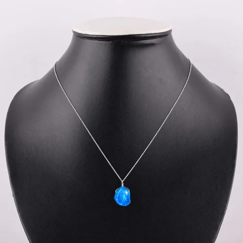 Vista 4 de InfinityGemsArt Colgante de ópalo etíope azul, collar de piedra natural, ópalo orgánico, hueso de ópalo, piedras preciosas de cristales pulidos
