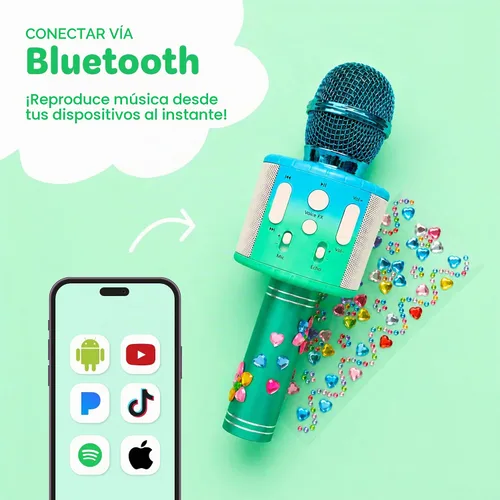 Vista 3 de Move2Play, Micrófono de karaoke para niños, regalo de cumpleaños para niños, juguete para niñas de 3, 4, 5, 6 años en adelante, niños y niños Azul