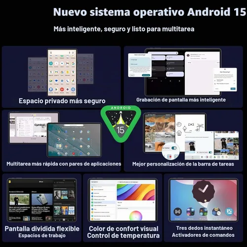 Vista 5 de Tablet 2025 de 12 pulgadas, tabletas Android 15 con teclado, 24GB+256GB+2TB Expand, pantalla 2K, Tablet PC con WiFi 5G, Octa-Core, 8000mAh, BT5.0