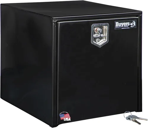 Vista 34 de Buyers Products 1703349 - Caja de acero negro para debajo de la carrocería con pestillo de mango en T, 14 x 12 x 18 pulgadas, caja de herramientas
