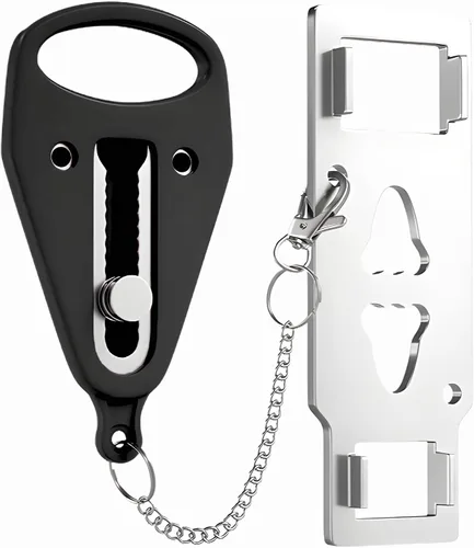 Vista 8 de Cerradura de Puerta Portátil Paquete de 2 para Viajes – Cerraduras de Puerta de Hotel para Seguridad de Viajeros – Cerradura de Seguridad de Puerta