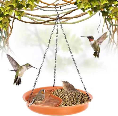 Vista 10 de Baño Colgante para Pájaros Alimentador Colgante para Pájaros - CARGEN Garden Bandeja de Baño para Pájaros Plato Alimentador de Vida Silvestre Cuenco