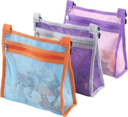 Vista 9 de LEAFOREST Bolsa de playa grande con cremallera, bolsa de malla ligera para juguetes de arena de piscina