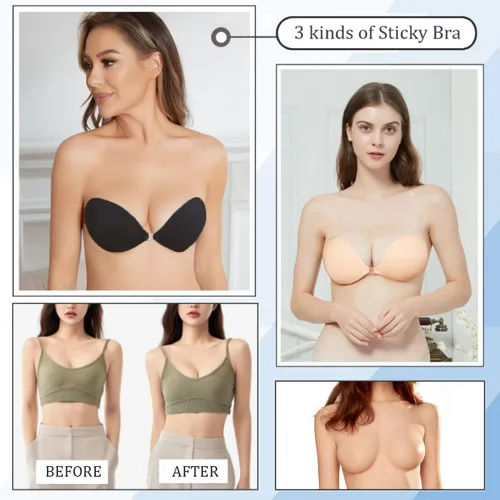 Vista 3 de MITALOO Silicone Sticky Bra Adhesive Invisible Bra Backless Strapless Bra Nipple Cover Pasties for Women