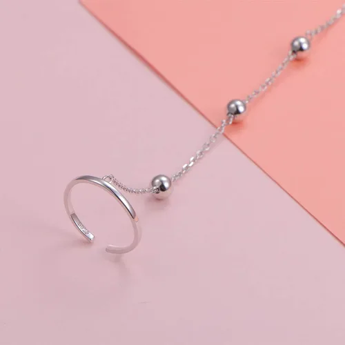 Vista 5 de Juego de cadena ajustable de plata de ley S925 para mujer, Circonita cúbica