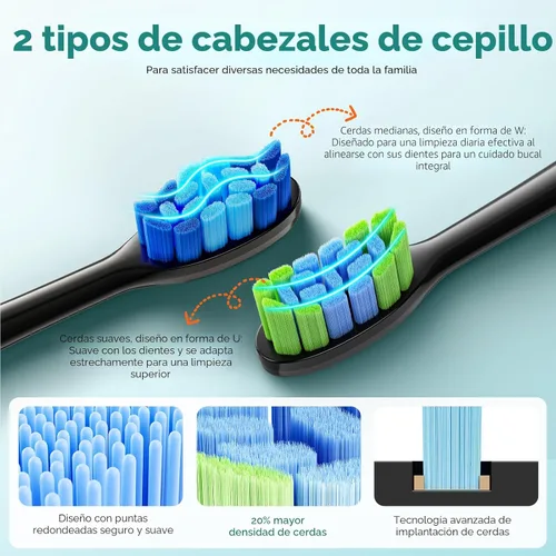Vista 5 de COSLUS Cepillo de dientes eléctrico C30 para adultos: 3 intensidades y 5 modos personalizados para una sensación efectiva pero suave ultra limpia, 2