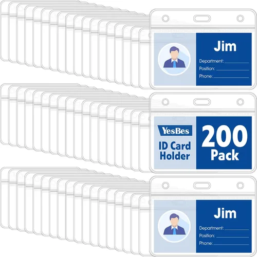Vista 8 de 100 soportes horizontales para tarjetas de identificación, extra grueso, con cremallera resellable, soporte impermeable para tarjetas