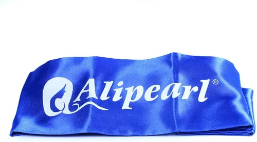 Vista 2 de Edge Laying Bufanda Wrap para cabello negro Satén Edge Setting Bufanda para pelucas de encaje y bufanda frontal (azul 2 piezas)