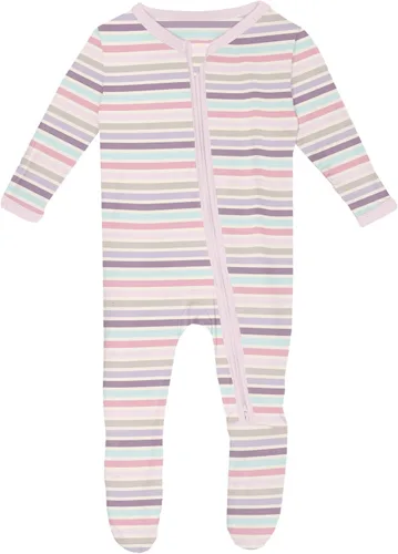 Vista 55 de KicKee Baby & Toddler - Pijama de viscosa ultrasuave de bambú con patas abatibles y puños