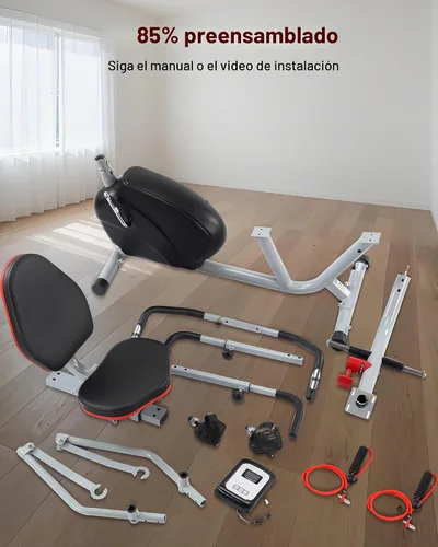 Vista 8 de ECHANFIT Recumbent Exercise Bike with Arm Exerciser for Home - Elliptical Recumbent Cross Trainer with Backlit Display, Pulse Sensor, 8-Level